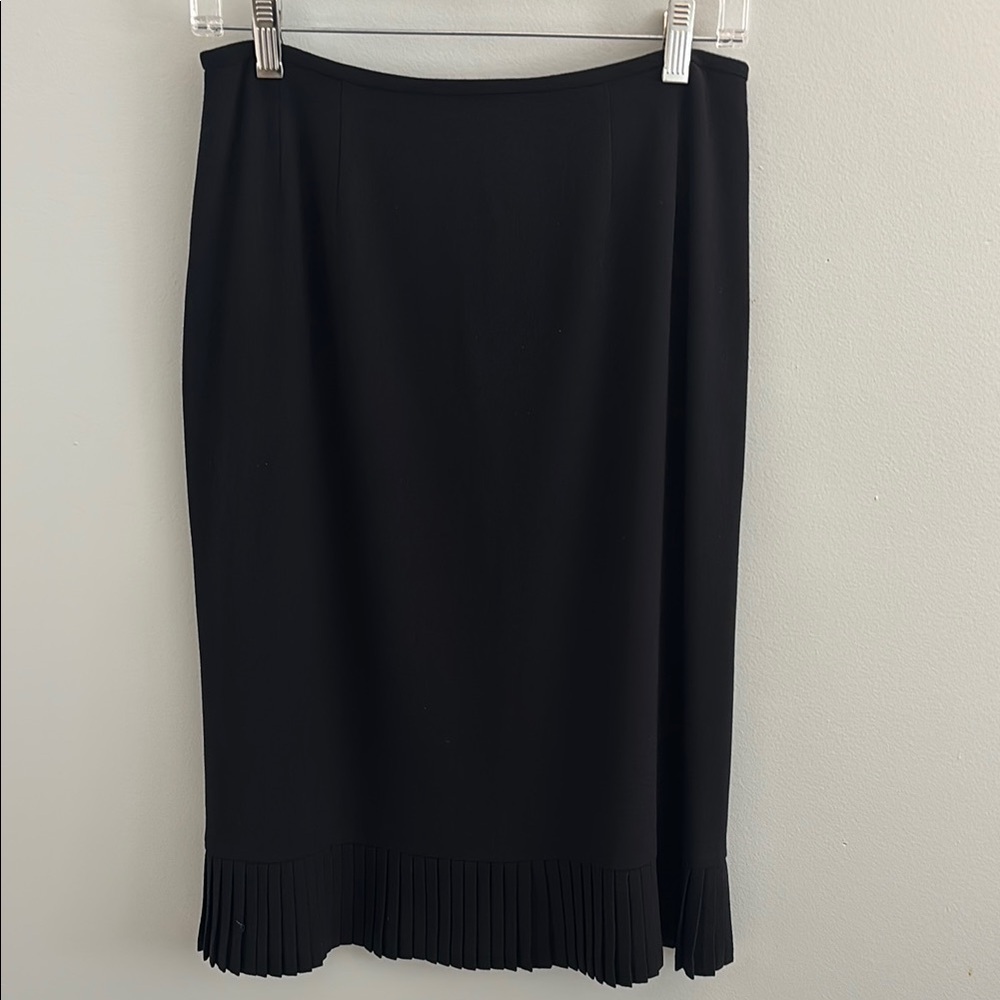 Albert Nipon Black Ribbed Midi Pencil Skirt for Work